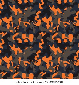 Camouflage sport pattern background seamless vector illustration. Classic camouflage sport pattern clothing style masking camo repeat print. Blue colors sea texture. Pattern for kids, boys, girls
