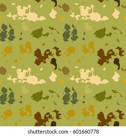 Camouflage, spotted seamless pattern. Random, chaotic watercolor paint spots. Abstract background. Repeating distressed print