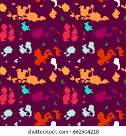 Camouflage, spotted seamless pattern. Random, chaotic watercolor paint spots. Abstract background. Repeating distressed print