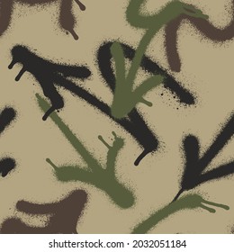 Camouflage spray paint with arrows seamless pattern. Vector illustration