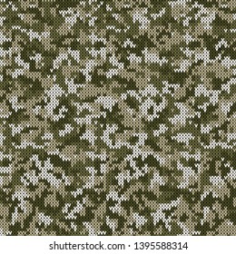 Camouflage Style Knitted Pattern in Light Green Colors