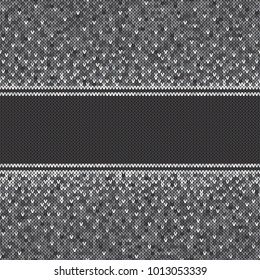 Camouflage Style Knitted Pattern with a Place for Text. Seamless Knitting Texture with Shades of Gray Colors. Wool Knit Texture Imitation.