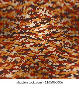 Camouflage Style Knitting Sweater Pattern Design. Seamless Vector Background. Wool Knit Texture Imitation