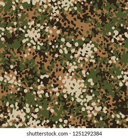 Camouflage texture digital seamless pattern. Abstract modern dotted militagy camo background. Fabric textile endless ornament. Vector illustration.
