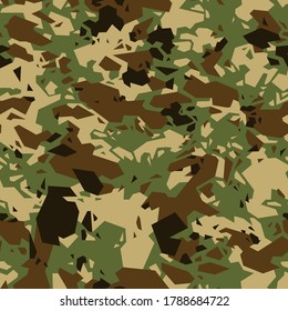 Camouflage texture geometric seamless pattern. Abstract modern military camo endless ornament for fabric and fashion print. Vector illustration.