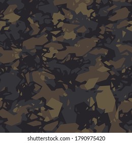 Camouflage texture geometric seamless pattern. Abstract modern military camo endless ornament for fabric and fashion print. Vector illustration.