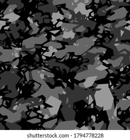 Camouflage texture geometric seamless pattern. Abstract modern military camo endless ornament for fabric and fashion print. Vector illustration.