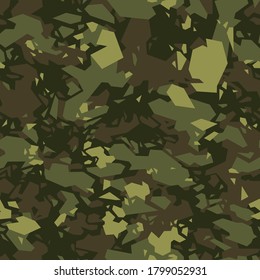 Camouflage texture geometric seamless pattern. Abstract modern military camo endless ornament for fabric and fashion print. Vector illustration.