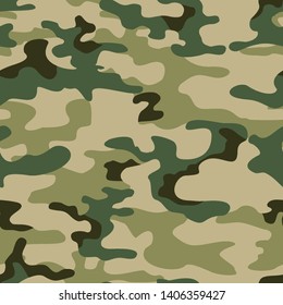 Camouflage texture of green and yellow spots.Seamless pattern.Print on fabric on paper.Vector