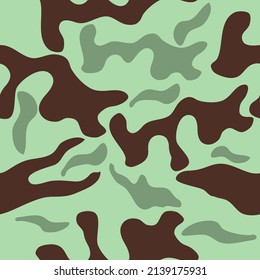 Camouflage texture, military uniform, vector seamless pattern, brown, green and dark green color