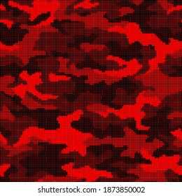 Camouflage texture pixel gradient halftone seamless pattern. Abstract modern military camo ornament of square tiles. Fabric and fashion print background. Vector illustration.