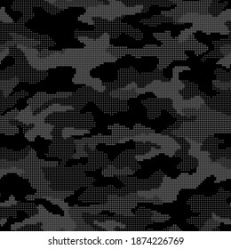 Camouflage texture pixel gradient halftone seamless pattern  Abstract modern military camo ornament square tiles  Fabric   fashion print background  Vector illustration 