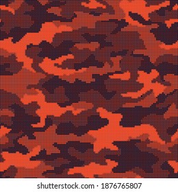 Camouflage texture pixel gradient halftone seamless pattern. Abstract modern military camo ornament of square tiles. Fabric and fashion print background. Vector illustration.