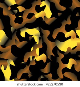 Camouflage. Camouflage texture. Seamless background. Cloth. Wallpaper. Gradient blots in brownish yellow black tones