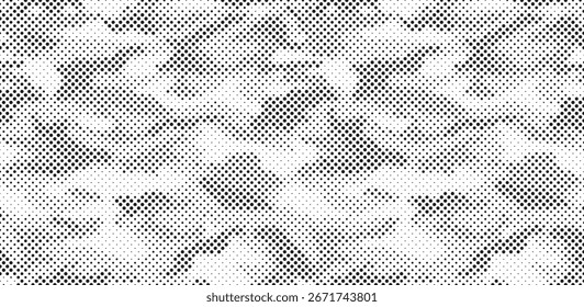Camouflage Textur nahtlos gepunktete Muster. Abstrakter Halbton, endloser militärischer Hintergrund für Stoff- und Modetextildruck. Vektorgrafik.