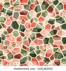 Camouflage texture. Seamless marble pattern. Multicolored elements. Chess network consisting of striped squares.
