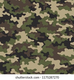 Camouflage texture seamless pattern. Abstract modern military and hunting textile print background. Vector illustration.