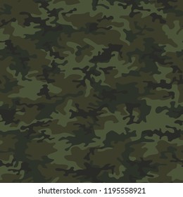 Camouflage Texture Seamless Pattern. Abstract Modern Military Camo Fashion Background. Vector Illustration.