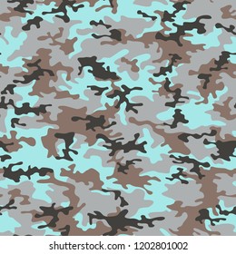 Camouflage texture seamless pattern. Abstract modern military camo fashion background. Vector illustration.