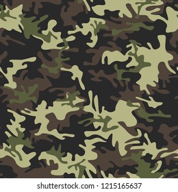 Patrón sin costuras de textura de camuflaje. Abstractas adorno sin fin de camuflaje para tela y textil de moda. Fondo moderno militar. Ilustración vectorial.