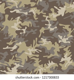 Camouflage texture seamless pattern. Abstract modern military camo texture for fabric and fashion textile print ornament. Vector background.