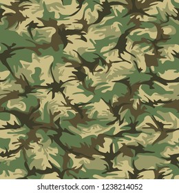 Camouflage texture seamless pattern. Abstract endless military ornament for fabric and fashion textile. Vector background.