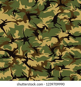 Camouflage texture seamless pattern. Abstract endless military ornament for fabric and fashion textile. Vector background.