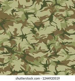 Camouflage texture seamless pattern. Abstract endless military ornament for fabric and fashion textile. Vector background.