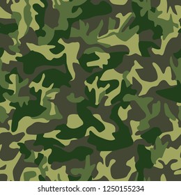 Camouflage texture seamless pattern. Abstract modern military endless background. Vector illustration.
