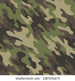 Camouflage texture seamless pattern. Abstract modern diagonal military and hunting textile print background. Vector illustration.