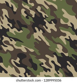 Camouflage texture seamless pattern. Abstract modern diagonal military and hunting textile print background. Vector illustration.