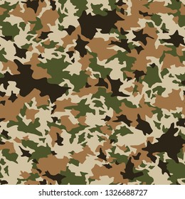 Camouflage texture seamless pattern. Abstract military camo endless ornament for army and hunting textile fabric print. Vector background.
