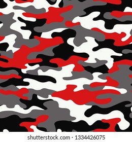 Camouflage texture seamless pattern. Abstract modern military camo ornament for army and hunting. Fabric and fashion endless print bakground. Vector illustration. svg