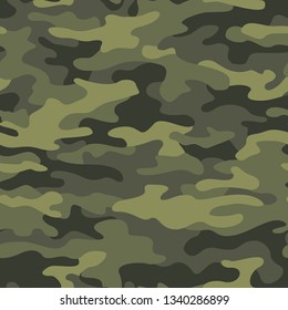 Camouflage texture seamless pattern. Abstract modern military camo ornament for army and hunting. Fabric and fashion endless print bakground. Vector illustration.