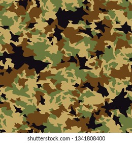 Camouflage texture seamless pattern. Abstract military camo endless ornament for army and hunting textile fabric print. Vector background.