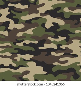 Camouflage texture seamless pattern. Abstract modern military camo ornament for army and hunting. Fabric and fashion endless print bakground. Vector illustration.