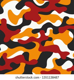 Camouflage texture seamless pattern. Abstract modern military camo background for trendy fabric and fashion print. Vector illustration.