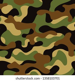 Camouflage texture seamless pattern. Abstract modern military camo background for army and hunting. Vector illustration.