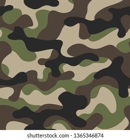 Camouflage texture seamless pattern. Abstract modern military camo background for army and hunting. Vector illustration.
