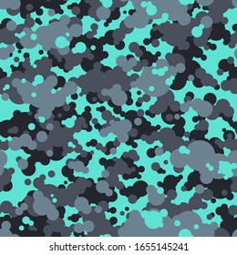 Camouflage texture seamless pattern. Abstract modern endless camo texture with spot of circles. Vector illustration.