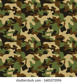 Camouflage texture seamless pattern. Abstract modern military camo endless background for fabric and fashion textile print. Vector illustration.