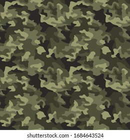 Camouflage texture seamless pattern. Abstract modern military camo endless background for fabric and fashion textile print. Vector illustration.