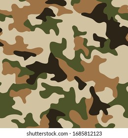 Camouflage texture seamless pattern. Abstract modern military camo endless background for fabric and fashion textile print. Vector illustration.