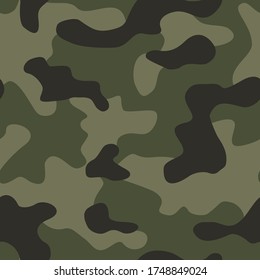 Camouflage texture seamless pattern. Abstract modern military camo endless ornament for fabric and fashion print. Vector illustration.