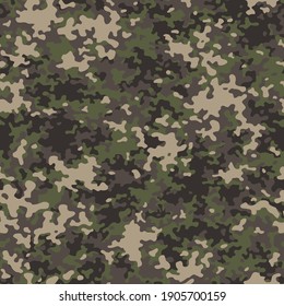 Camouflage texture seamless pattern. Abstract modern endless camo background in trendy military style. Spots ornament for fabric and fashion print. Vector illustration.