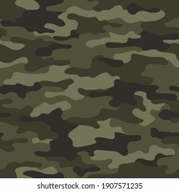 Camouflage Texture Seamless Pattern. Abstract Modern Military Camo Background For Fabric And Fashion Textile Print. Vector Illustration.