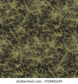 Camouflage texture seamless pattern. Abstract hand drawn endless floral branch background in military style. Fabric and fashion print template. Vector illustration.