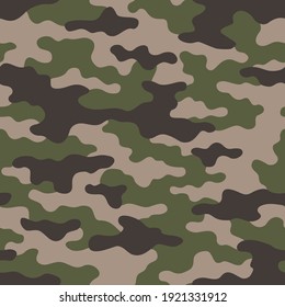 Camouflage texture seamless pattern. Abstract endless camo ornament in army military style. Template for fabric and fashion print. Vector background.