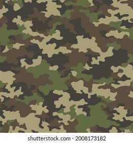 Camouflage texture seamless pattern. Abstract modern military camo background for fabric and fashion textile print. Vector illustration.