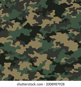 Camouflage texture seamless pattern. Abstract modern military camo background for fabric and fashion textile print. Vector illustration.
